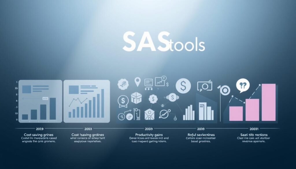 A modern, sleek infographic showcasing the ROI of various SaaS tools, rendered in a minimalistic, data-driven style. In the foreground, a series of charts and graphs illustrate the cost savings, productivity gains, and revenue increases enabled by different SaaS solutions. The middle ground features thoughtfully arranged icons and illustrations representing the key SaaS tool categories. In the background, a subtle, gradient-based backdrop evokes a sense of professionalism and authority, complemented by the "articles Stock" branding. Crisp lighting, a shallow depth of field, and a balanced composition create an image that is both informative and visually appealing.