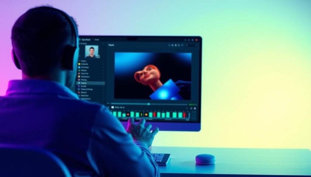 Create an image of a person using Synthesia to generate a video