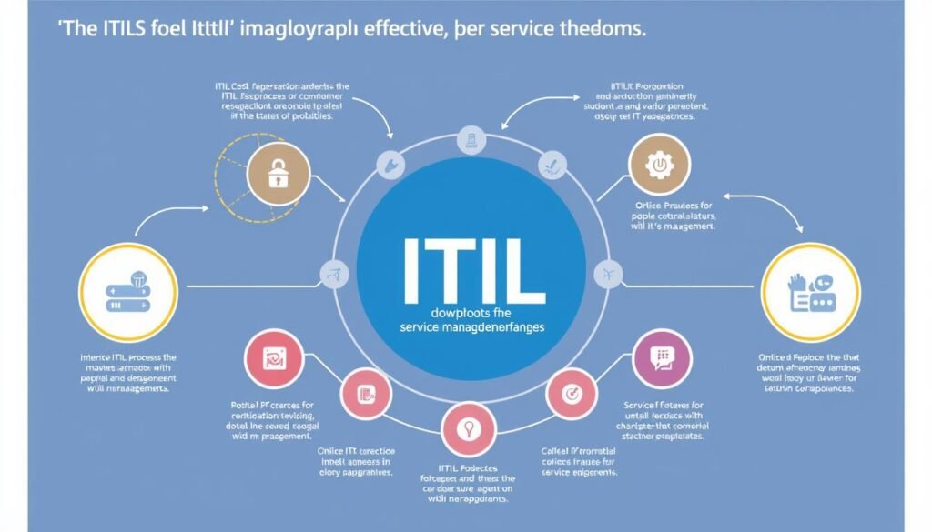 Generate an image illustrating the ITIL framework's approach to IT service management.