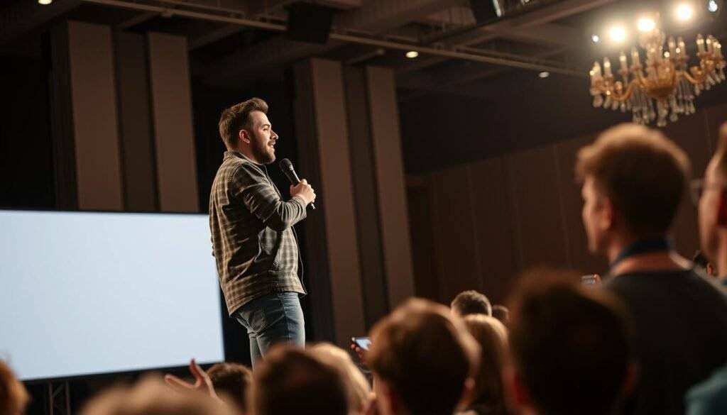 Generate an image of Alexis Ohanian giving a talk.