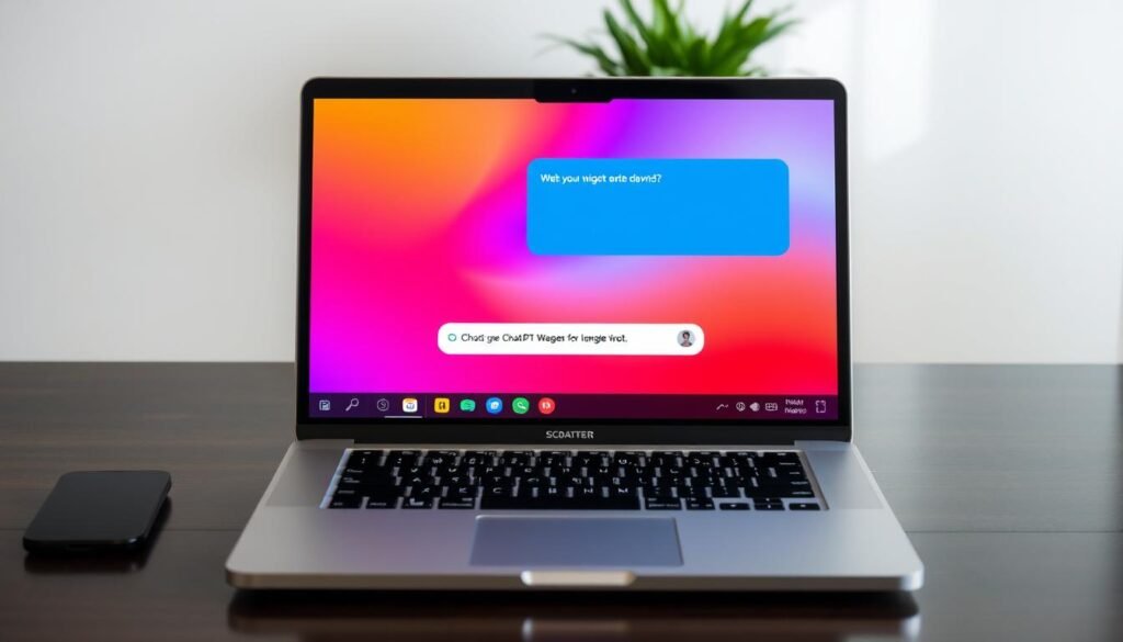 Generate an image of ChatGPT interface on a laptop screen