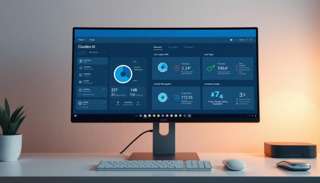 Generate an image of Claude AI interface on a desktop screen