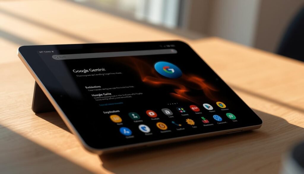 Generate an image of Google Gemini interface on a tablet screen