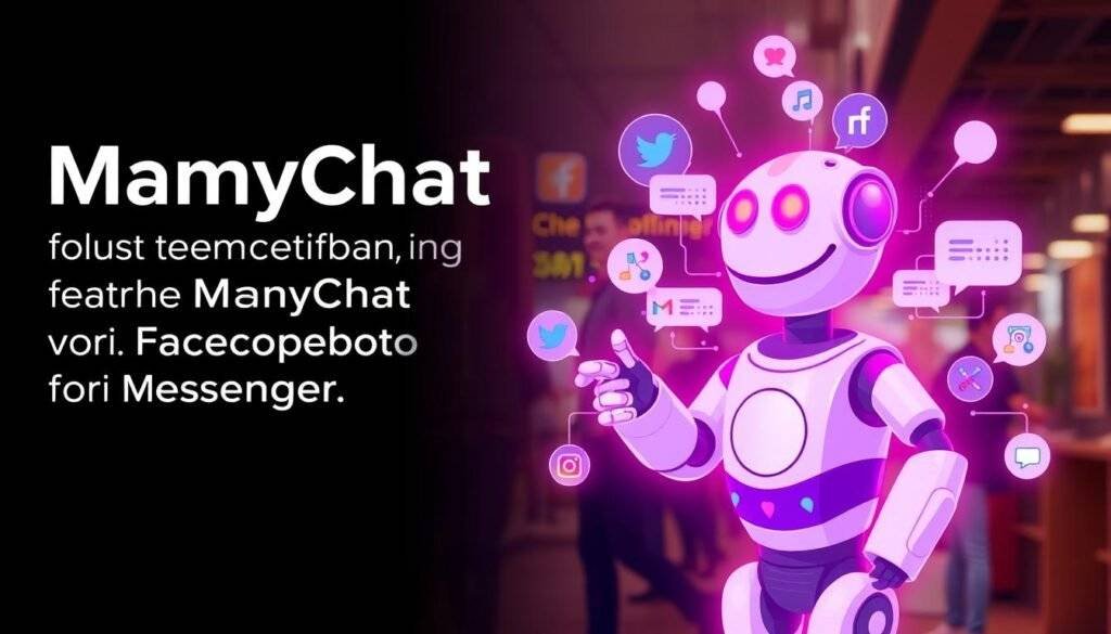 Generate an image of a business using ManyChat to create a chatbot for Facebook Messenger and other social media platforms.