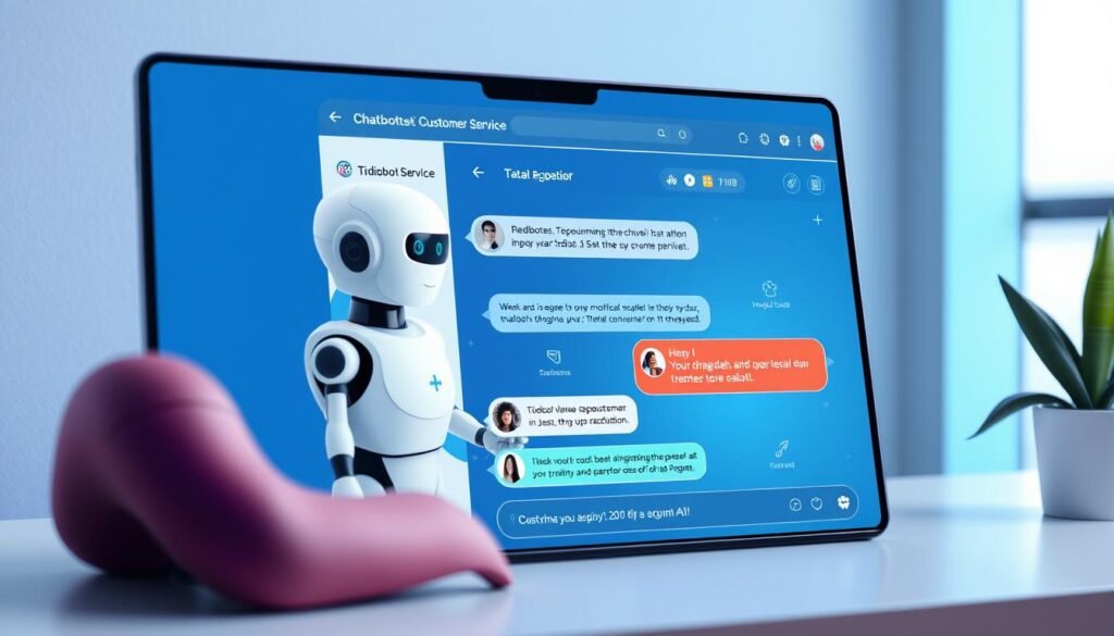 Generate an image of a chatbot interface on a website, representing Tidio AI's customer service capabilities.