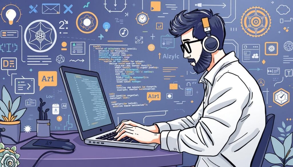 Generate an image of a coder using GitHub Copilot