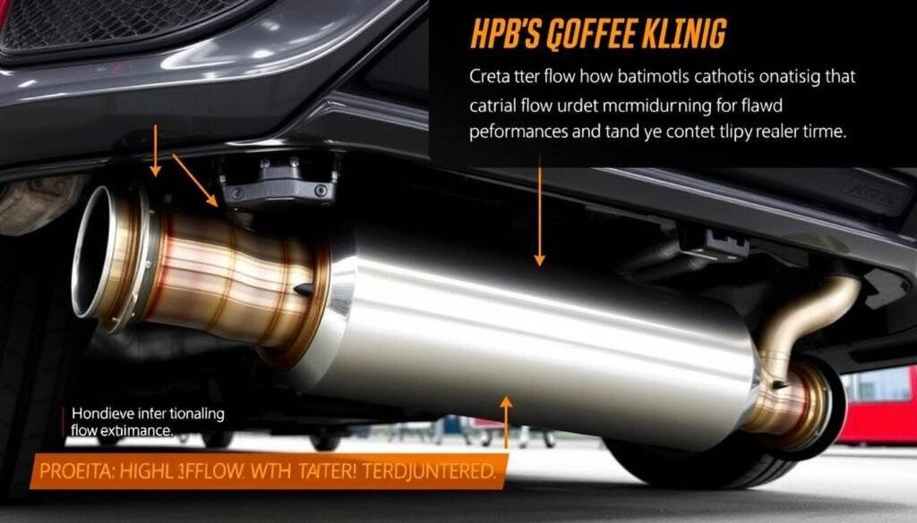 Generate an image of a high flow catalytic converter for a Honda Civic Si.