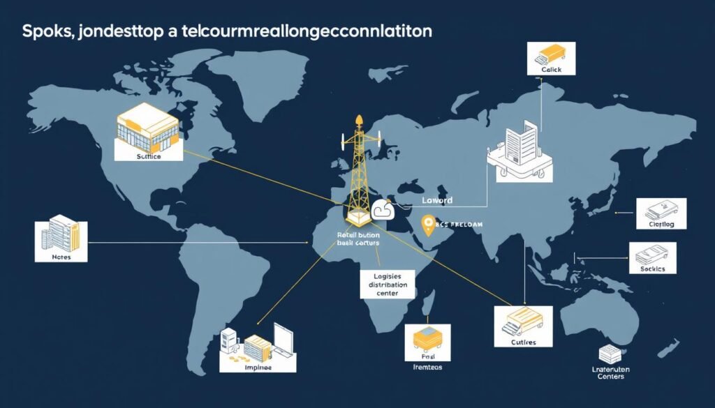 Generate an image of a telecom sales distribution network