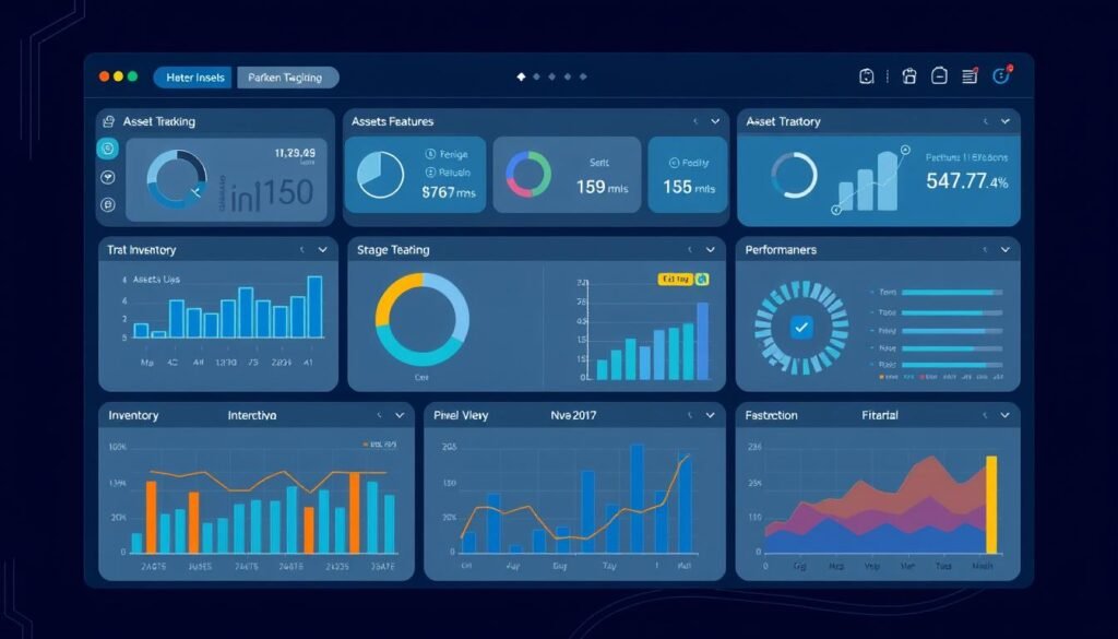 Generate an image of an IT asset management system dashboard