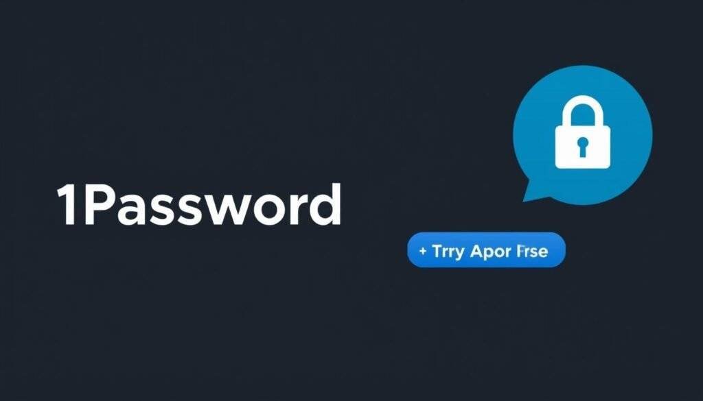 Generate an image of the 1Password logo with a "Try for Free" button next to it.