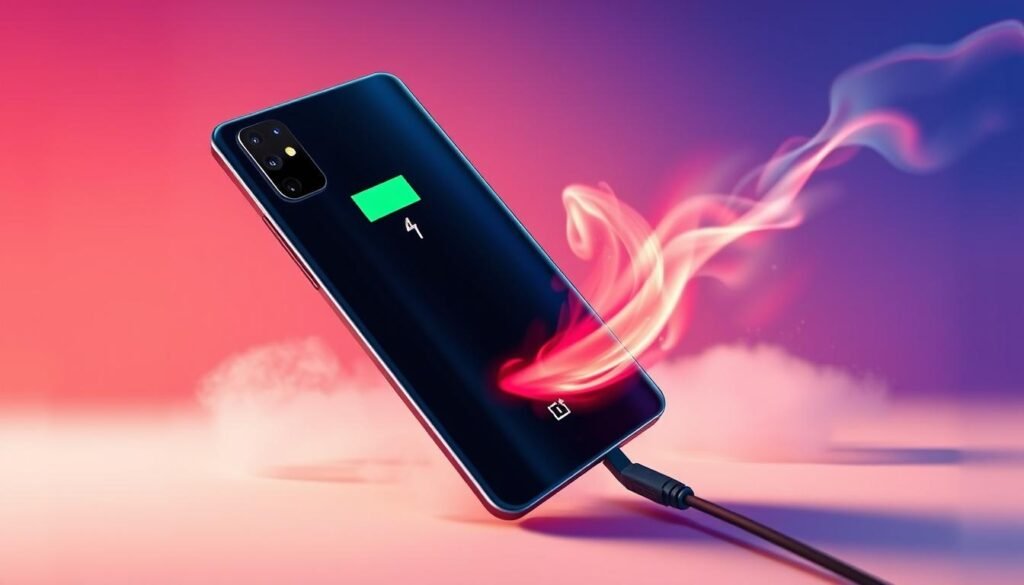Generate an image of the OnePlus Nord N30 5G smartphone showcasing its fast charging feature.