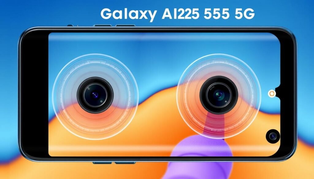 Generate an image of the Samsung Galaxy A25 5G smartphone showcasing its camera system.