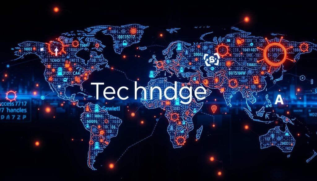 Generate an image representing 6d Technologies' global presence and digital transformation expertise.