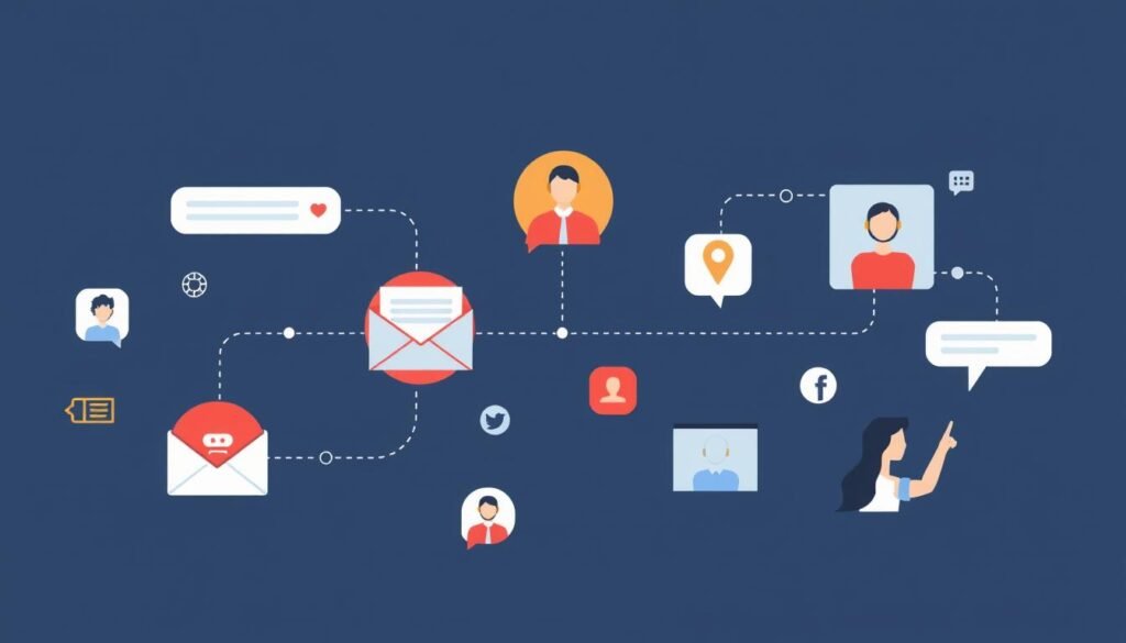 Generate an image representing LiveChatAI's multi-channel customer support capabilities.