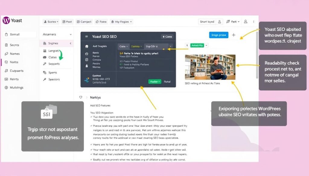 Generate an image representing Yoast SEO's interface on a WordPress dashboard.