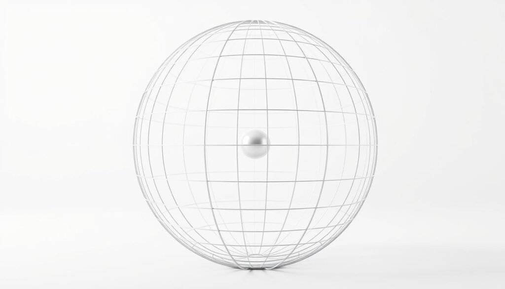 A highly detailed and technically accurate 3D rendering of a Bloch sphere representation, showcasing the unit sphere with a wireframe grid and a single qubit state represented as a point on the sphere's surface. The scene should have a clean, minimalist aesthetic with a white or light gray background. The Bloch sphere should be rendered with precise geometry, smooth shading, and subtle highlights to convey a sense of depth and dimensionality. The overall impression should be that of a clear, informative visualization suitable for an educational article on quantum computing. articles Stock