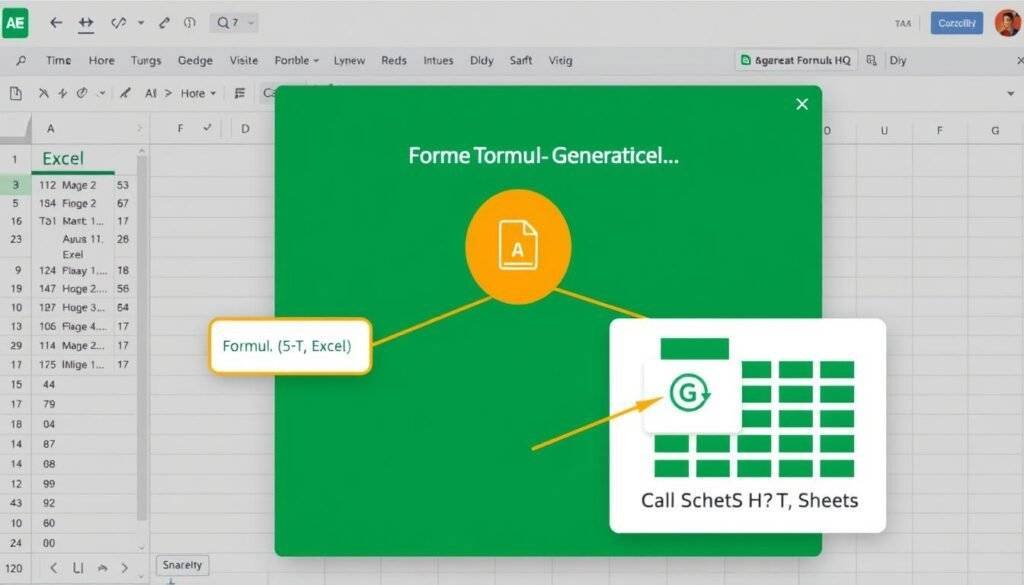 Generate an image of Formulas HQ interface showing formula generation for Excel and Google Sheets.
