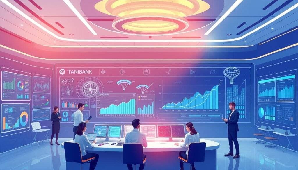 Generate an image representing AI-driven portfolio optimization in banking.