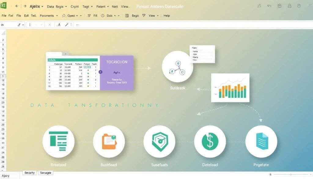 Generate an image representing Ajelix's Excel data transformation features