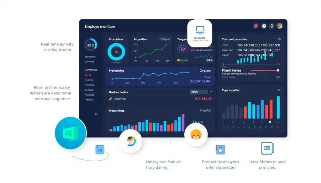 Generate an image representing Teramind's employee monitoring dashboard.