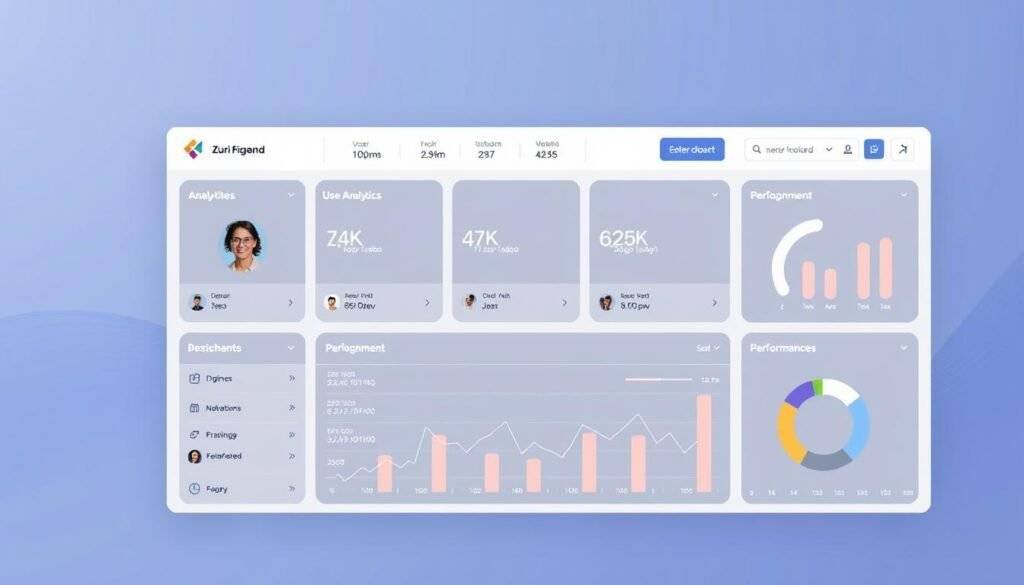 Generate an image representing Zluri's dashboard for employee management.