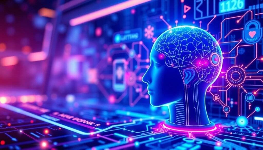 Generate an image representing machine learning in cybersecurity