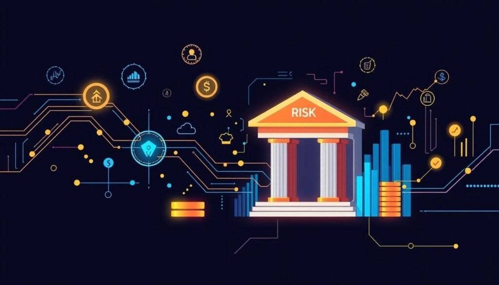Generate an image representing risk management in banking with machine learning