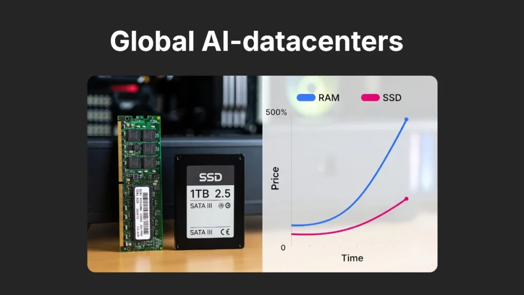 AI-boomen slår hårt mot pc-konsumenter: Därför har RAM och SSD-priser exploderat AI boom RAM SSD.webp