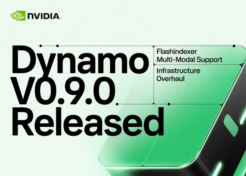 NVIDIA Releases Dynamo v0.9.0: A Large Infrastructure Overhaul That includes FlashIndexer, Multi-Modal Help, and Eliminated NATS and ETCD blog banner23 45