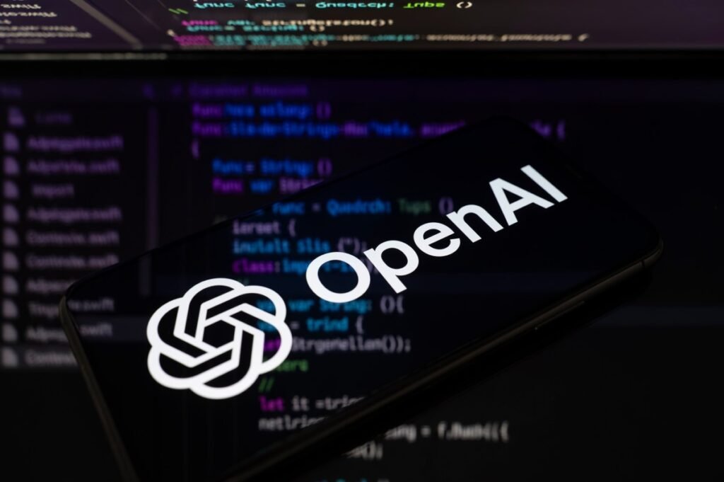 openai logo code background