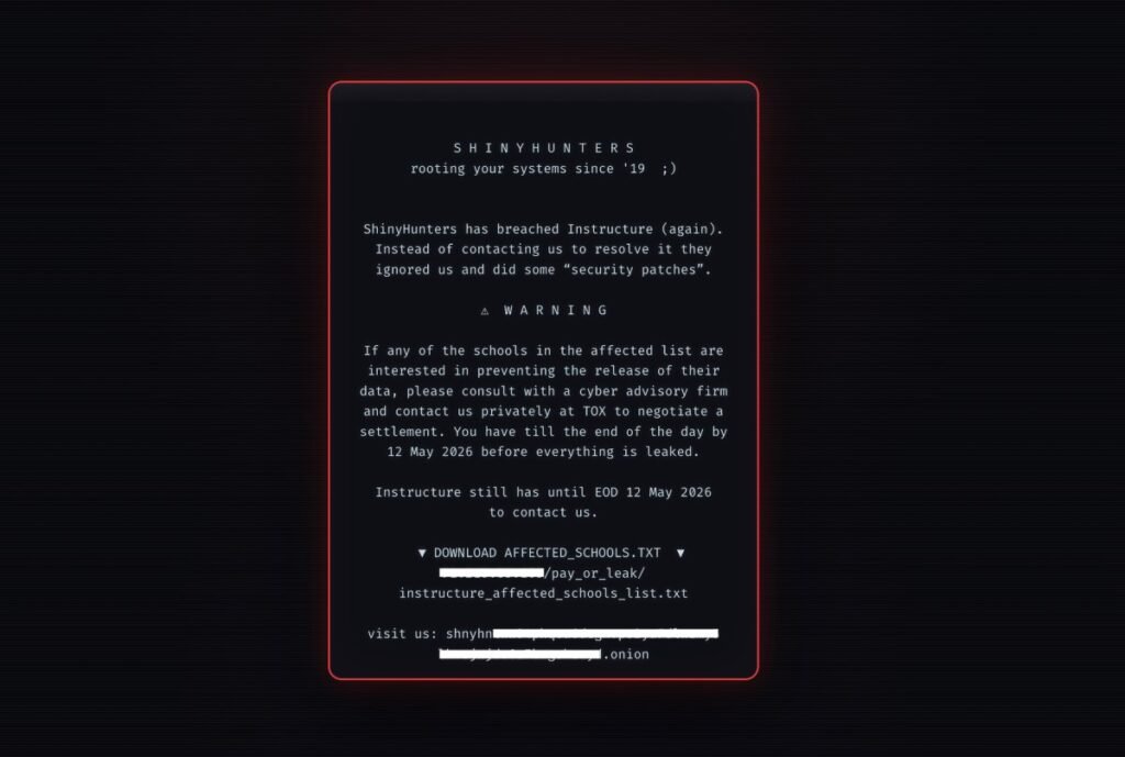 shinyhunters instructure canvas login defacement